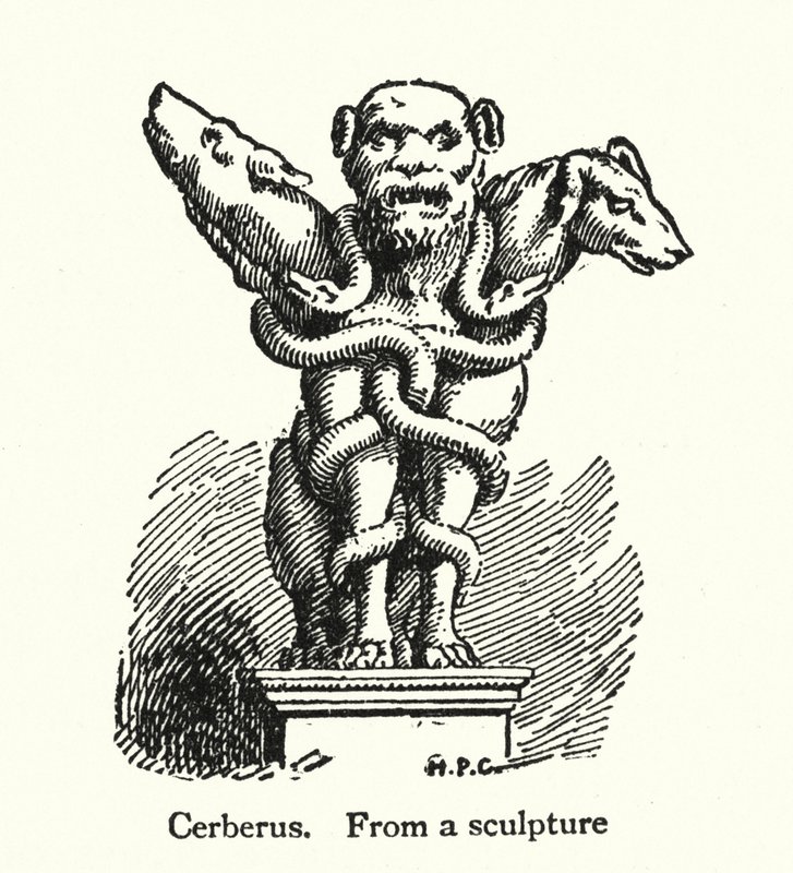 Cerberus (litho) af English School