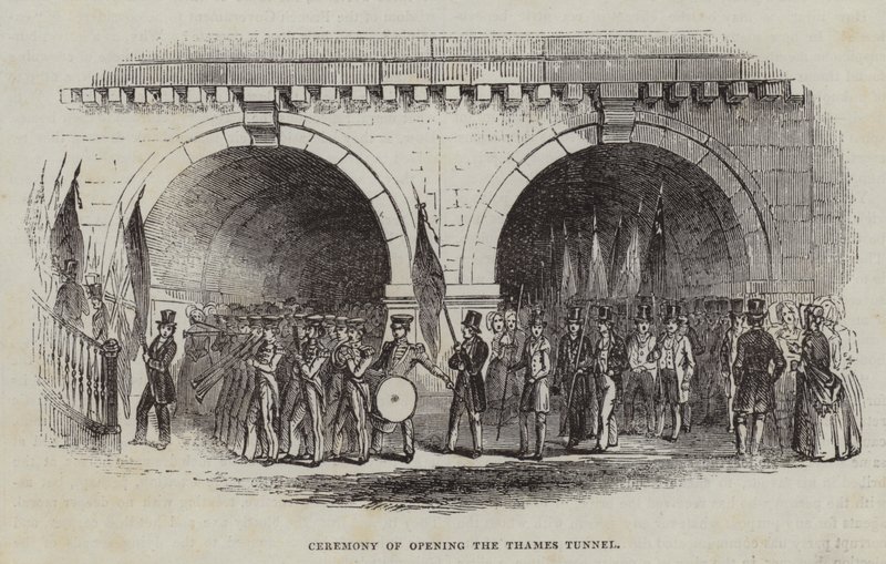 Ceremoni for åbning af Thames Tunnel, 1843 af English School