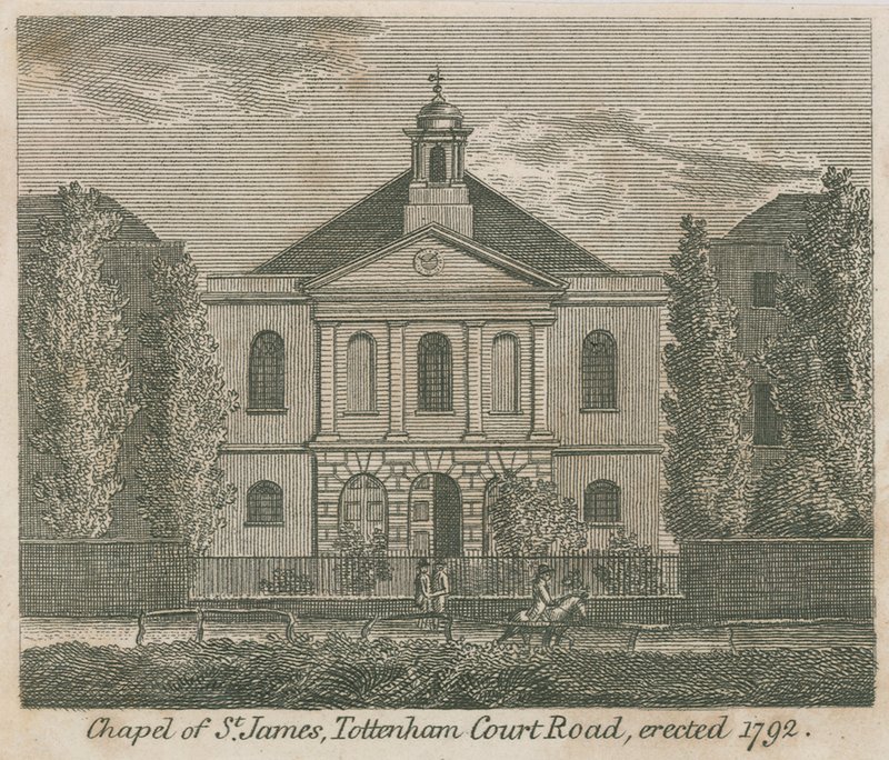 Chapel of St James, Tottenham Court Road, London, opført 1792 af English School