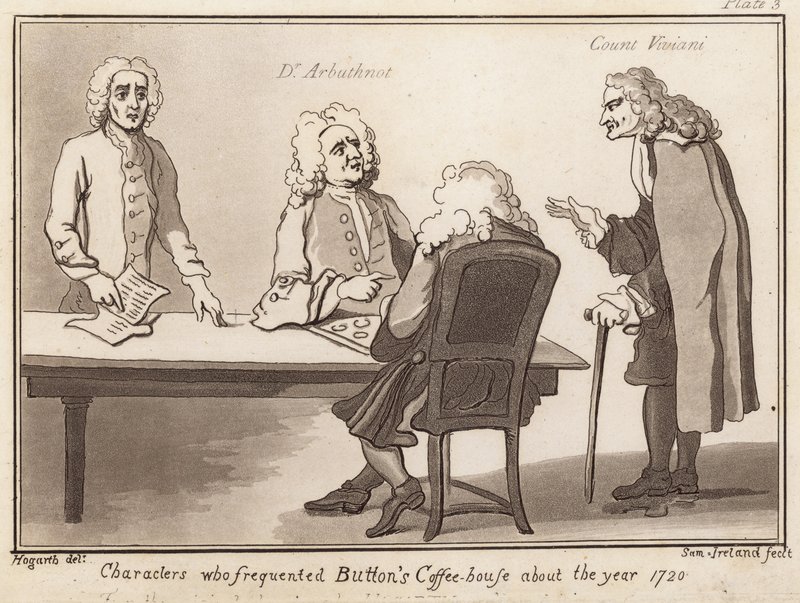 Karakterer, der frekventerede Buttons Coffee House omkring år 1720
