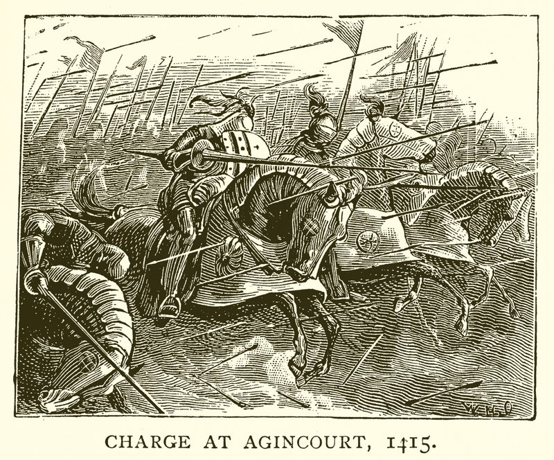 Anklage ved Agincourt, 1415 af English School