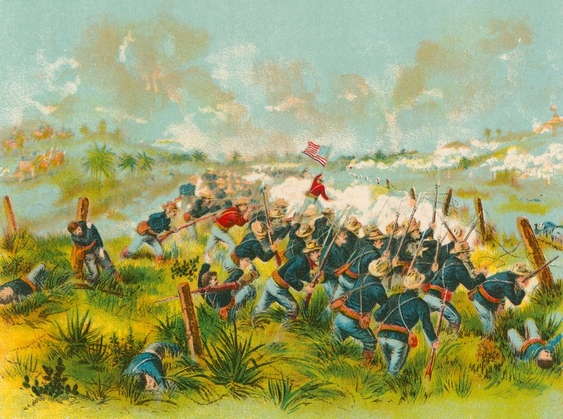 Anklager for amerikanske tropper ved San Juan Hill, 1. juli 1898 af English School