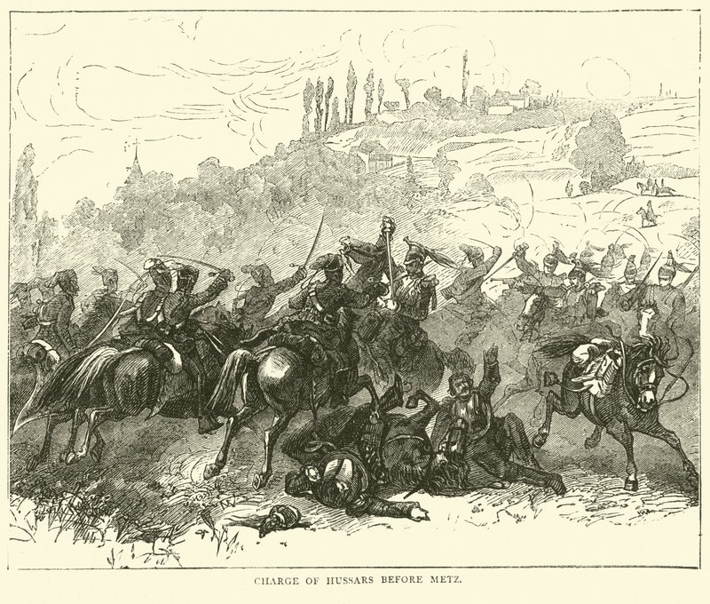 Anklage for husarer før Metz, oktober 1870 af English School