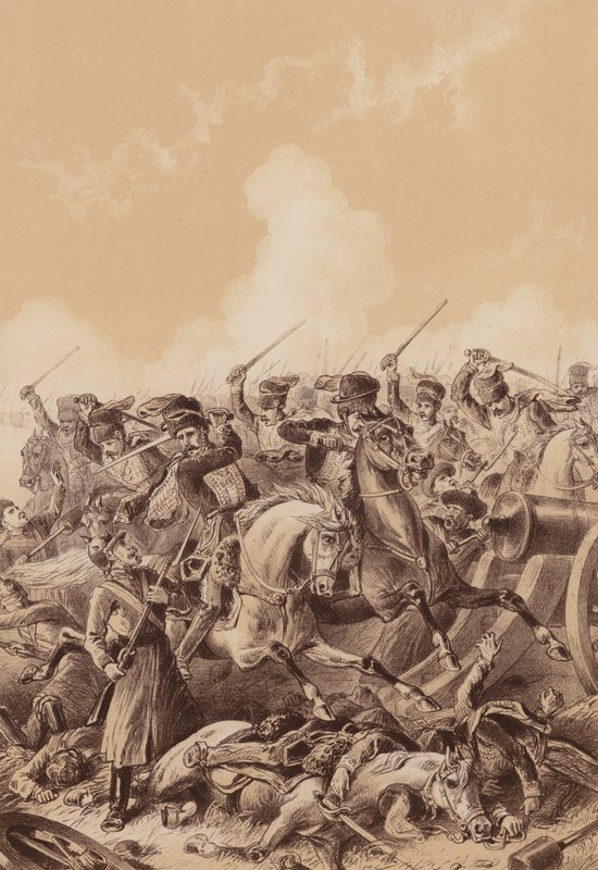 Den lette brigades angreb (litografi) af English School