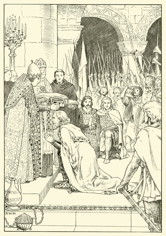 Karl den Store kronet i St. Peters (blæk på papir) af English School