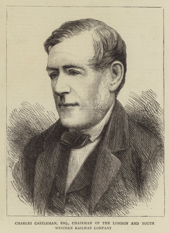 Charles Castleman, Esquire, formand for London and South Western Railway Company (gravering) af English School