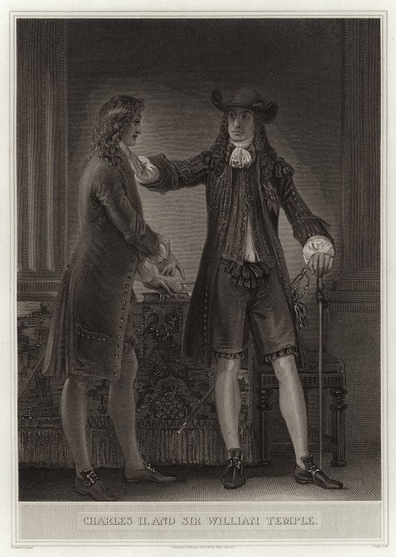 Charles II og Sir William Temple af English School