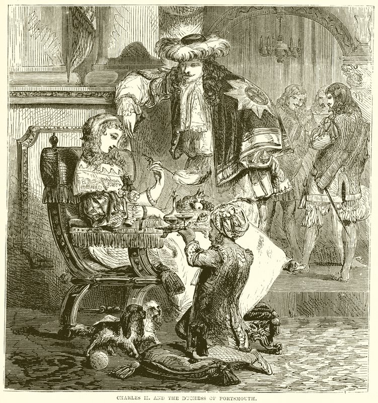 Charles II og hertuginden af Portsmouth af English School