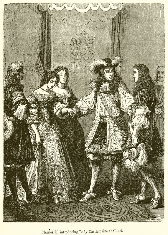 Karl II. introducerer Lady Castlemaine ved Court af English School