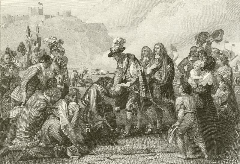 Charles II lander ved Dover af English School