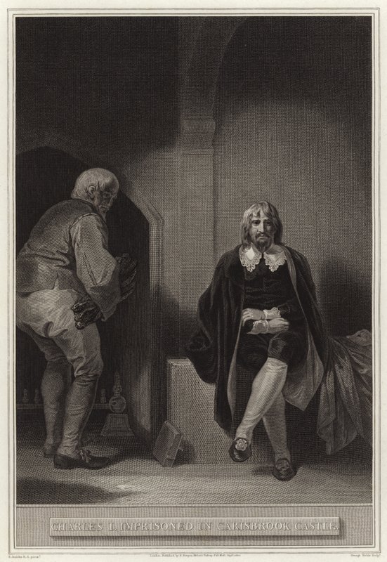 Charles I fængslet i Carisbrooke Castle af English School