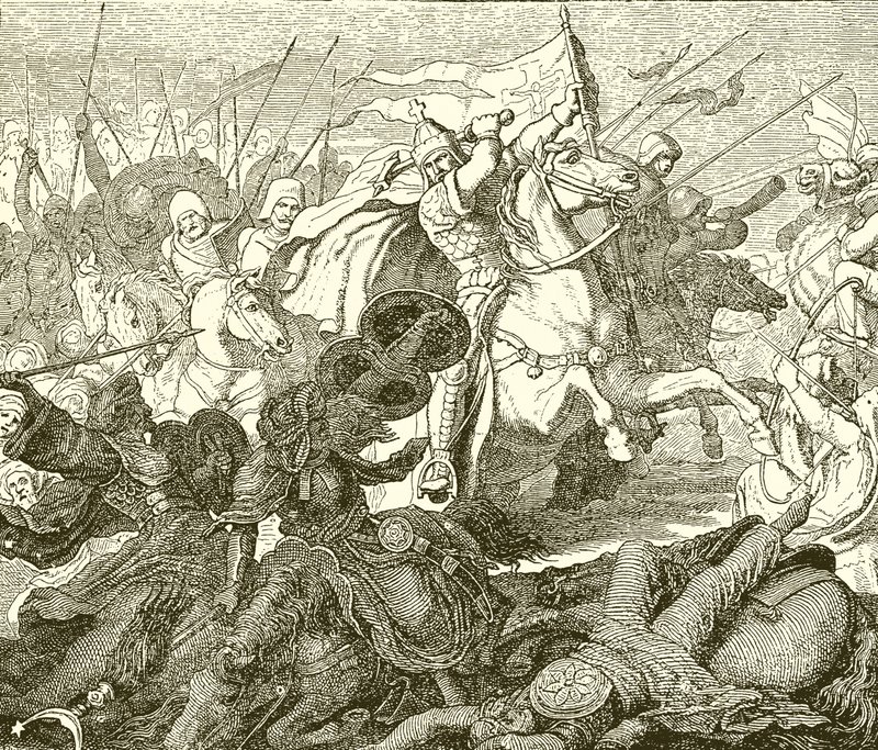 Charles Martel hos Poictiers af English School
