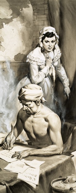 Charlotte Corday på vej til at myrde Jean Paul Marat af English School