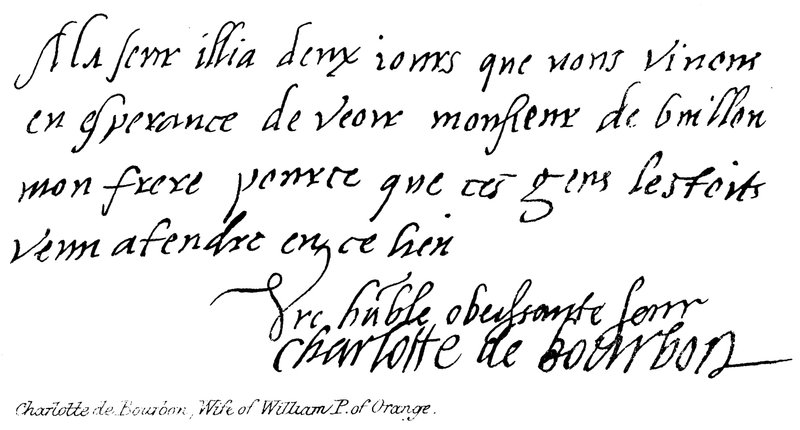 Charlotte de Bourbon, hustru til William P af Orange af English School