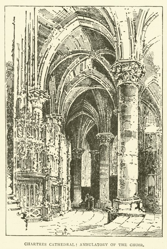 Chartres-katedralen, korets ambulatorium (kobberstik) af English School