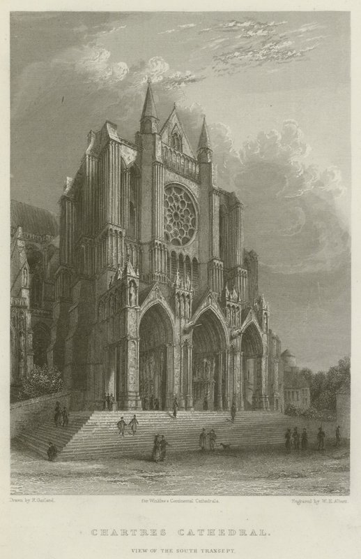 Chartres Cathedral, Udsigt over det sydlige tværskib (gravering) af English School