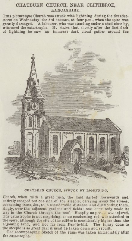 Chatburn Church, nær Clitheroe, Lancashire (gravering) af English School