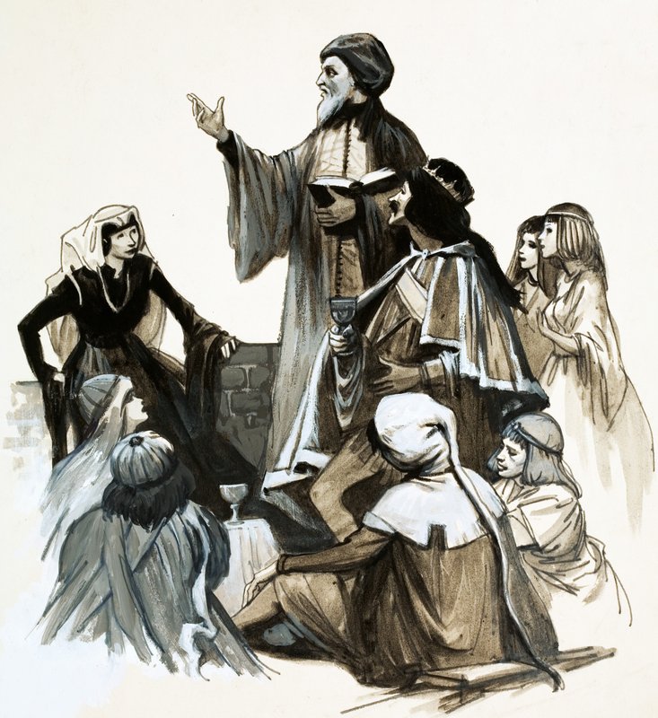 Chaucer reciterer sin poesi af English School