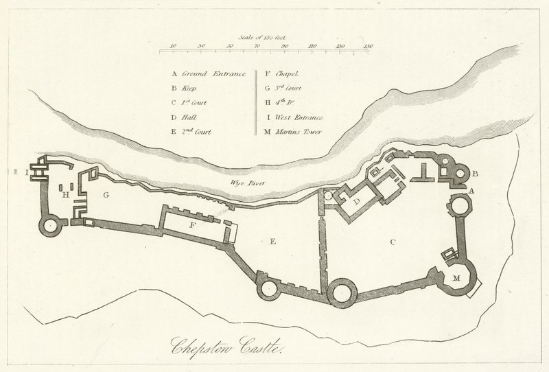 Chepstow Castle (gravering) af English School