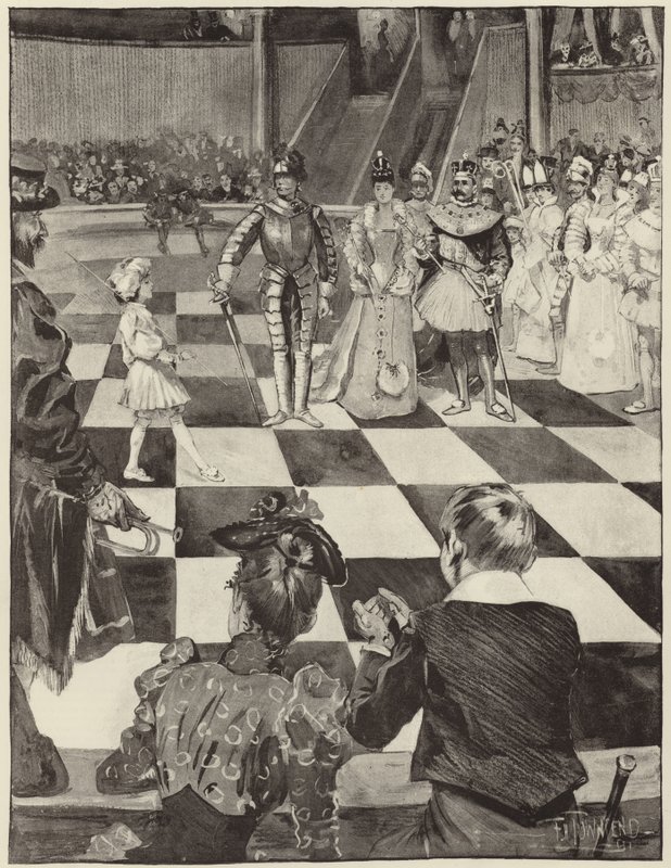 Skakturnering med levende brikker på Henglers Cirkus af English School