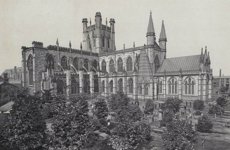 Chester: The Cathedral, fra bymuren af English School