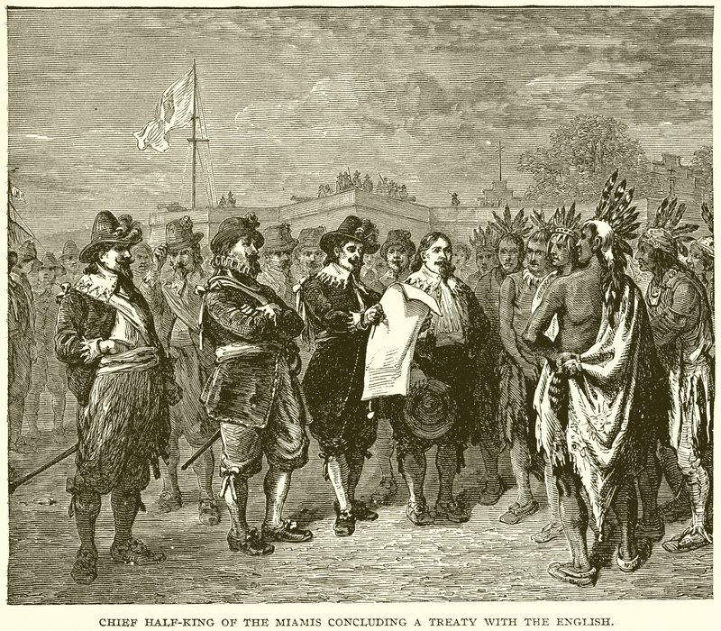 Chief Half-King of the Miamis indgår en traktat med englænderne af English School