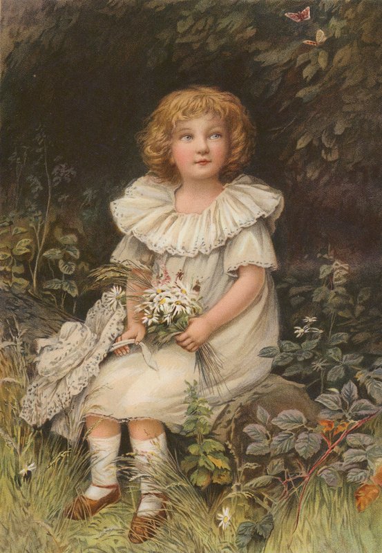 Barn og sommerfugle (chromolitho) af English School