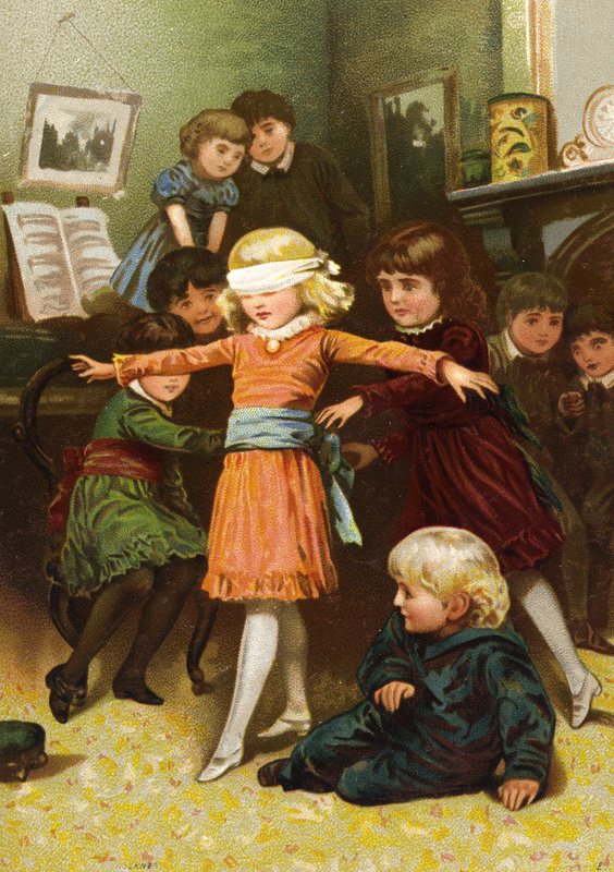 Børn leger blind mans buff af English School