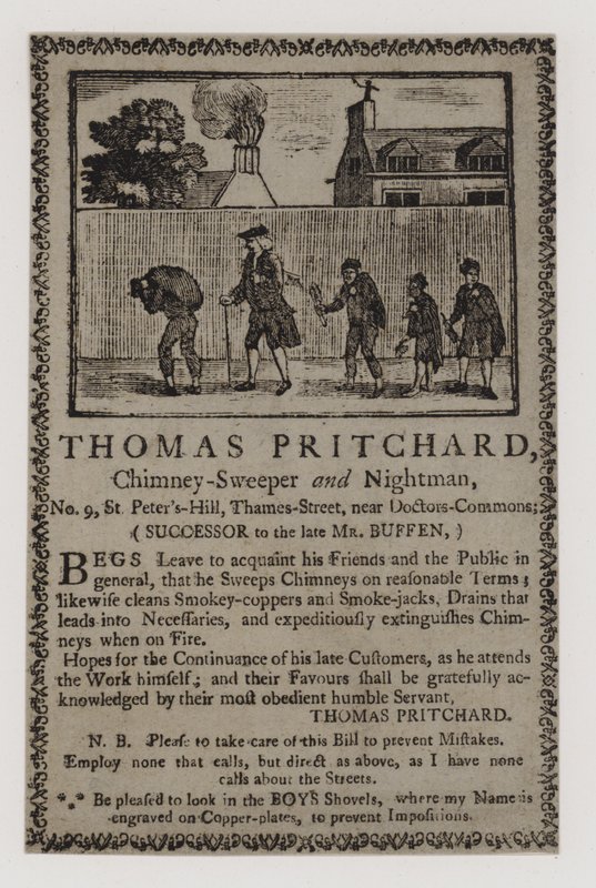 Skorstensfejere, Thomas Pritchard, handelskort af English School