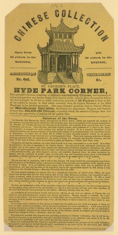 Kinesisk samling på Hyde Park Corner, London. 1842 af English School