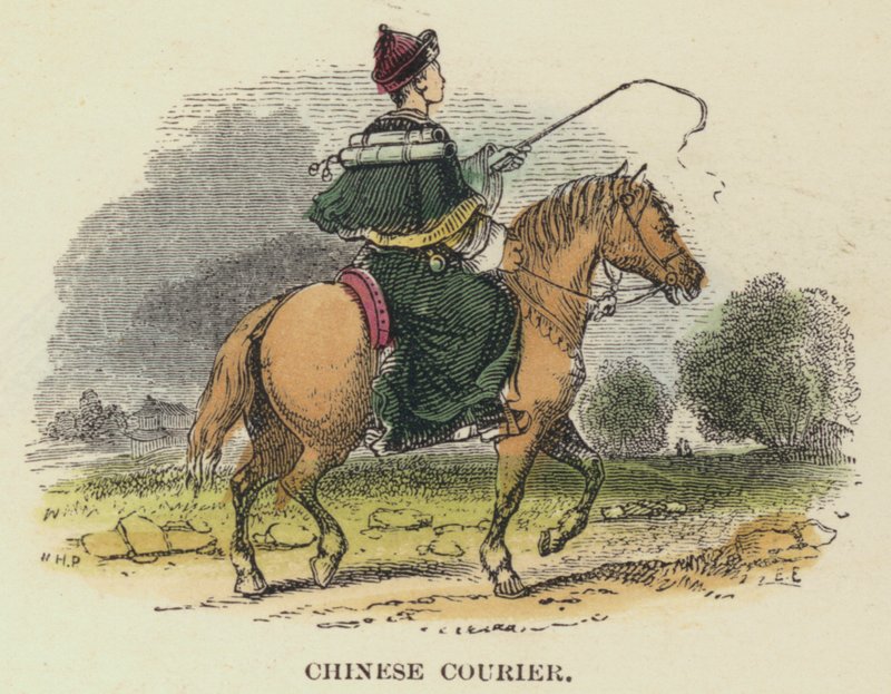 Chinese Courier (farvet gravering) af English School