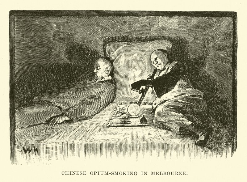Kinesisk opium-rygning i Melbourne af English School