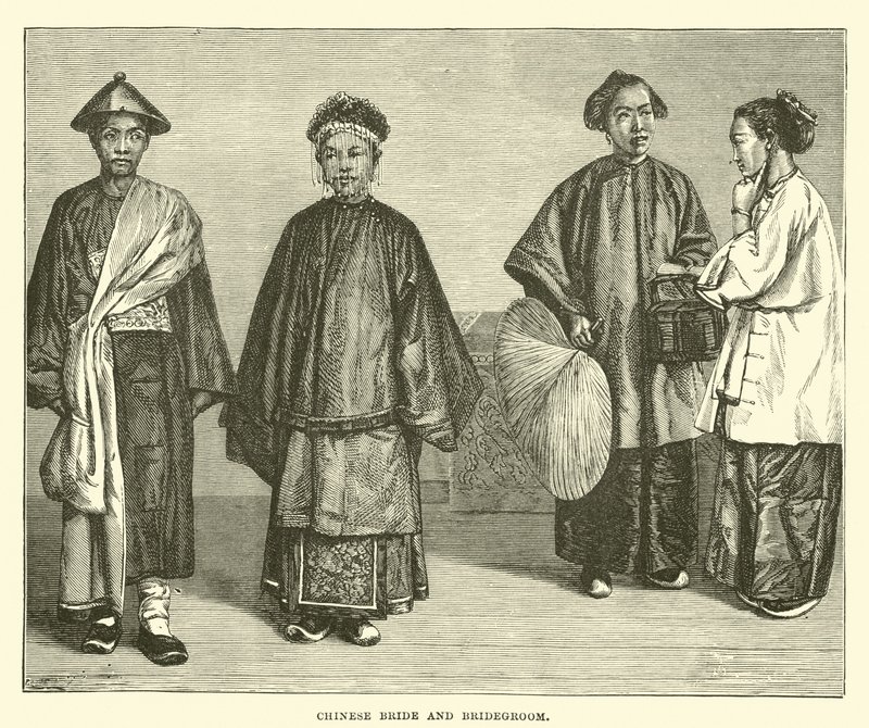 Chinese bride and bridegroom  af English School