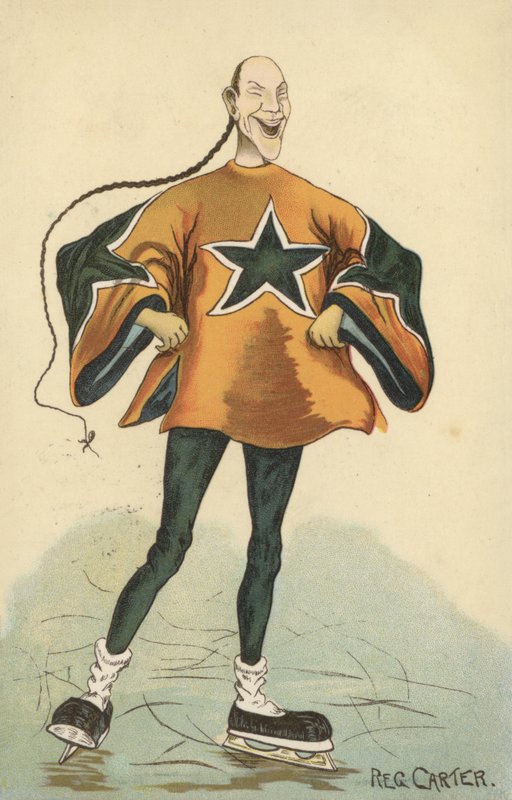 Kinesisk mand, skøjteløb (farve litho) af English School