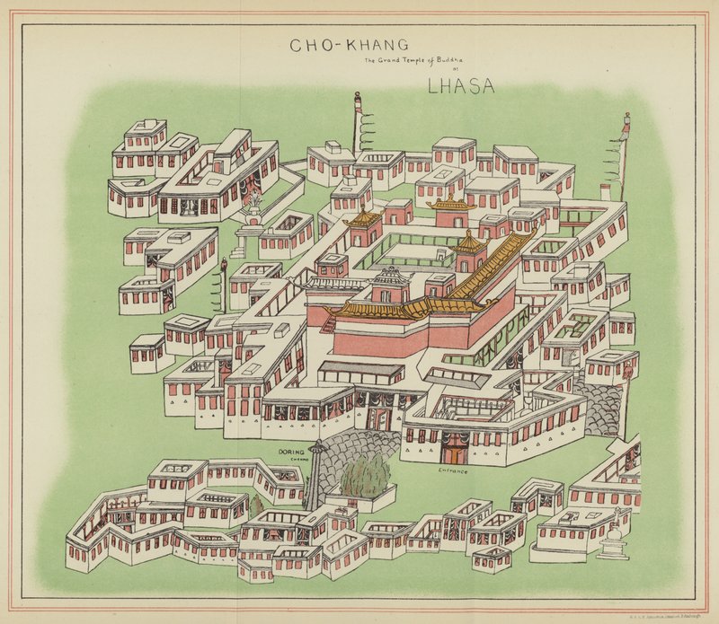 Cho-Khang, Buddhas store tempel i Lhasa (farvelitografi) af English School