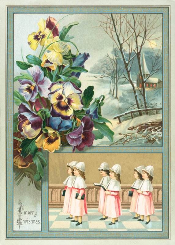 Korpiger og stedmoderblomster, julekort af English School