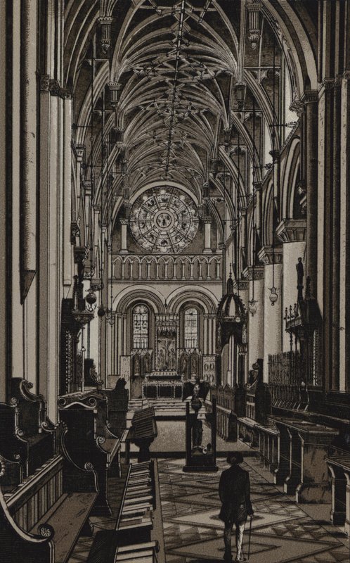 Christ Church Cathedral, Oxford (litho) af English School