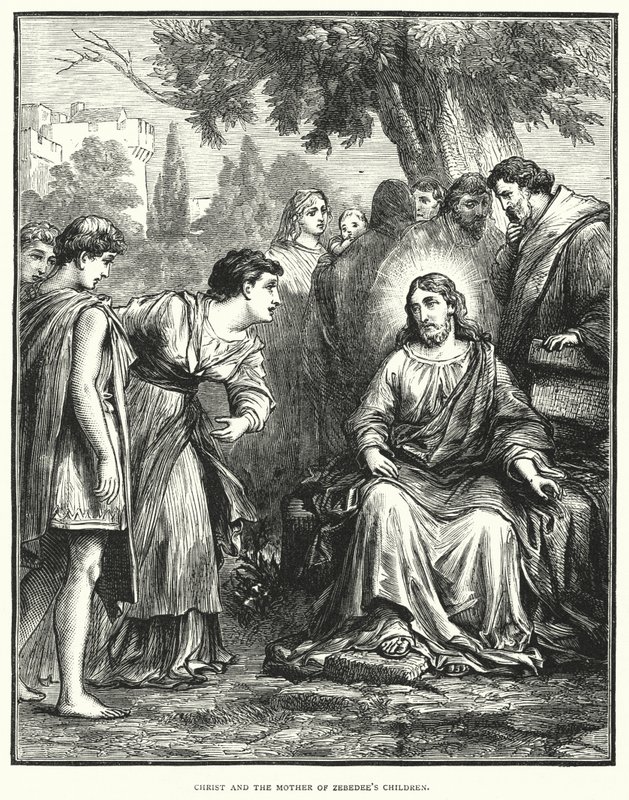 Kristus og Zebedæus børns mor (gravering) af English School
