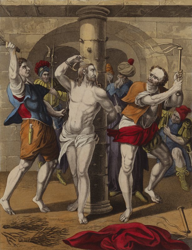 Kristus pisket (farve litho) af English School