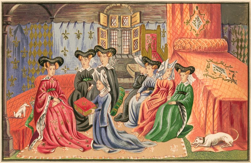 Christine de Pisan præsenterer sine værker for dronningen af English School