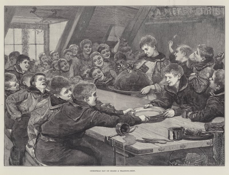 juledag om bord på et træningsskib (gravering) af English School