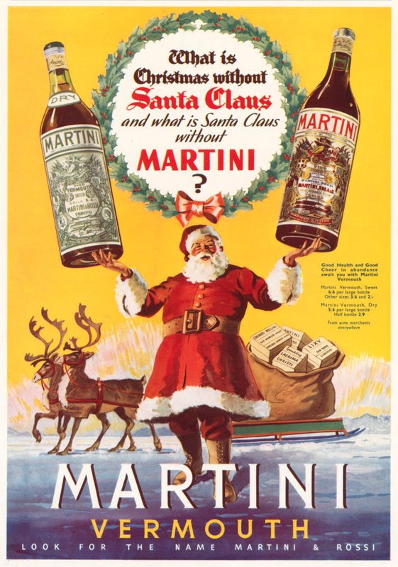 Juleannonce for Martini vermouth (farve litho) af English School