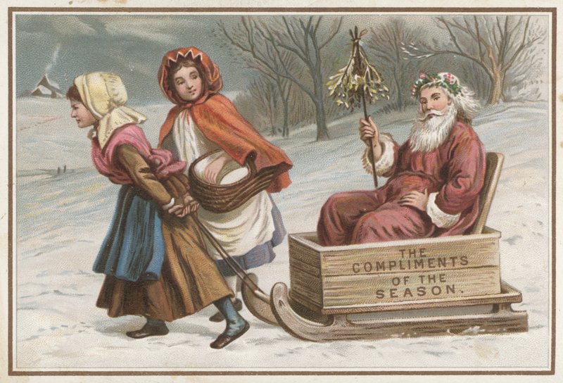 Julekort (chromolitho) af English School