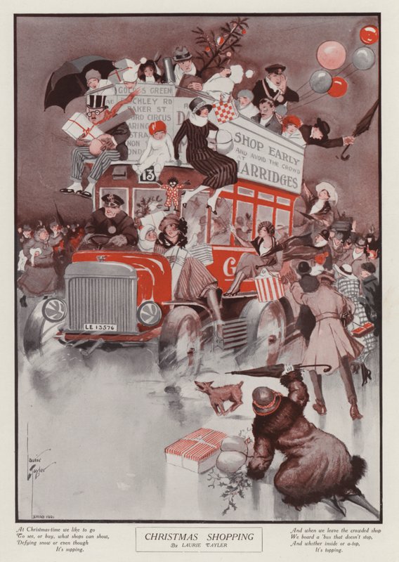 Juleindkøb (farve litho) af English School