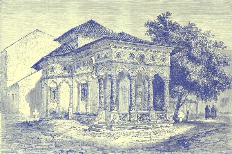 Church at Bukarest, illustration fra Illustrated Travels, redigeret af H. W. Bates, udgivet ca. 1880 (digitalt forbedret billede) af English School