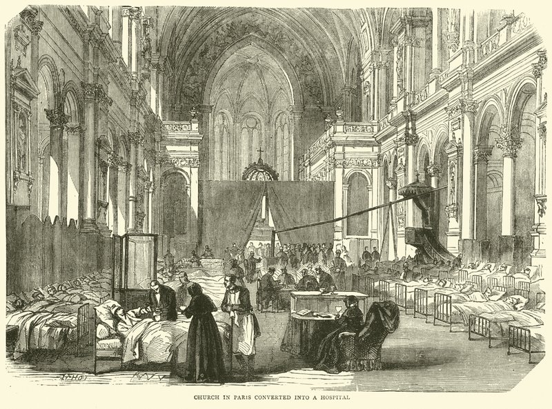 Kirken i Paris omdannet til et hospital, november 1870 af English School