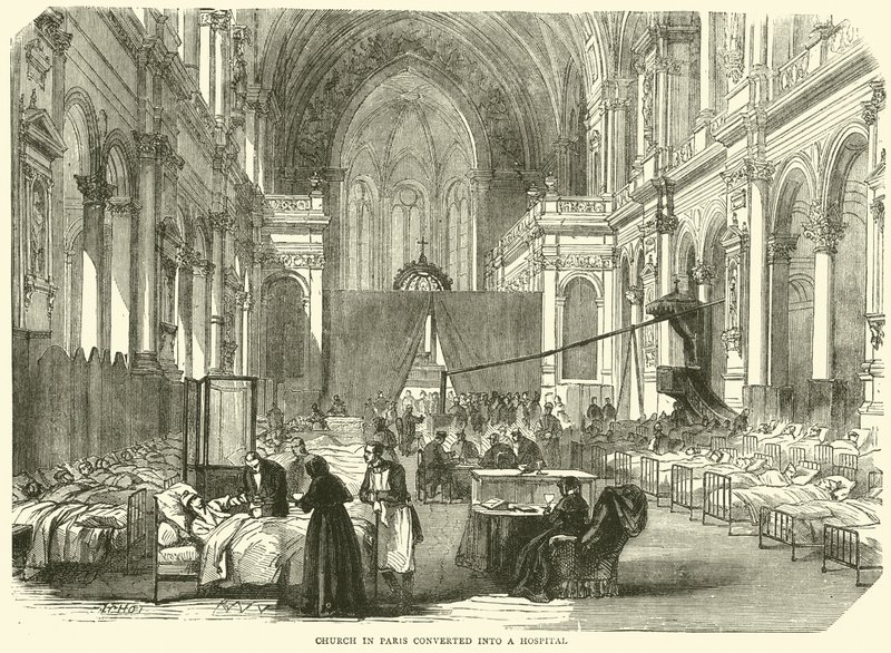 Kirken i Paris omdannet til et hospital, november 1870 af English School