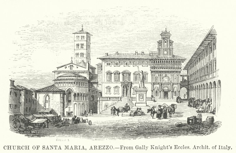 Santa Maria-kirken, Arezzo (kobberstik) af English School