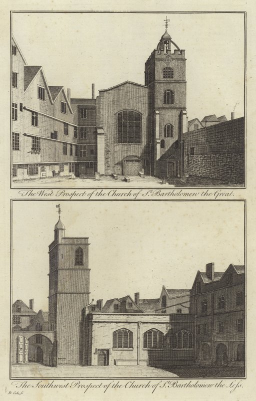 Church of St Bartholomew the Great og Church of St Bartholomew the Less, London af English School