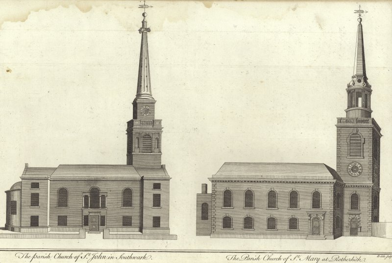 Church of St John, Southwark og Church of St Mary, Rotherhithe af English School